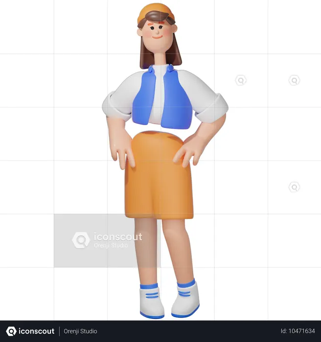 Women Standing Pose  3D Illustration