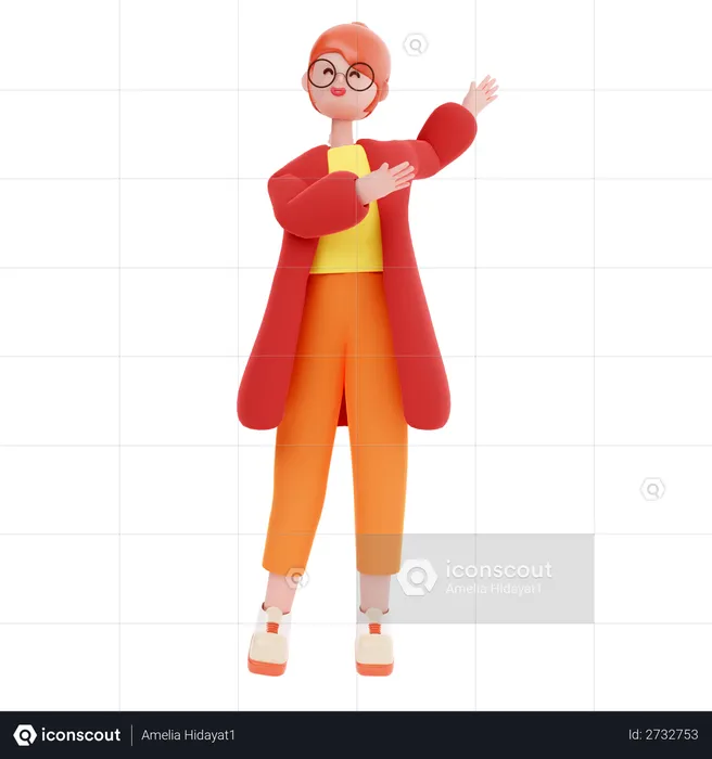 Women Standing with hand up  3D Illustration