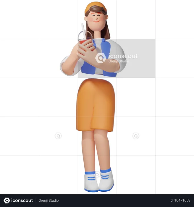 Women with Holding Drink  3D Illustration