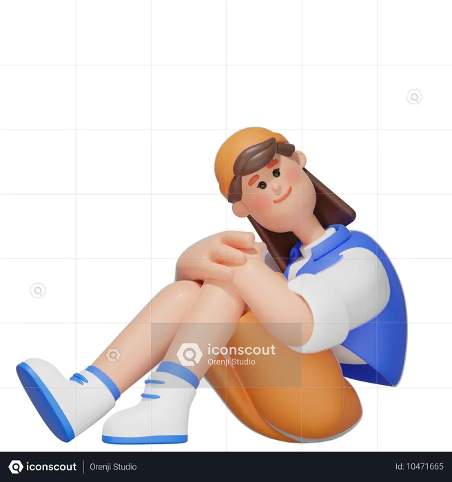 Women with Sitting pose  3D Illustration