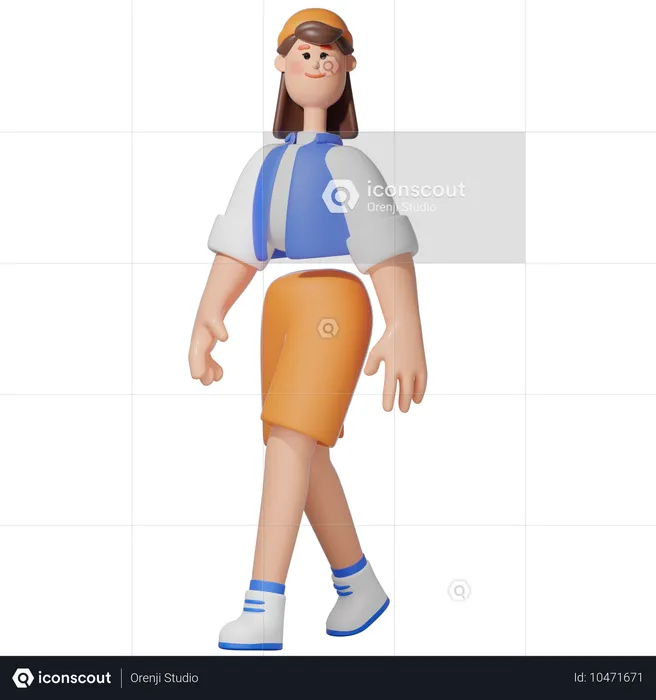 Women with Walking pose  3D Illustration