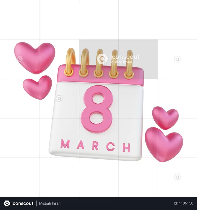 Women's day calendar  3D Illustration