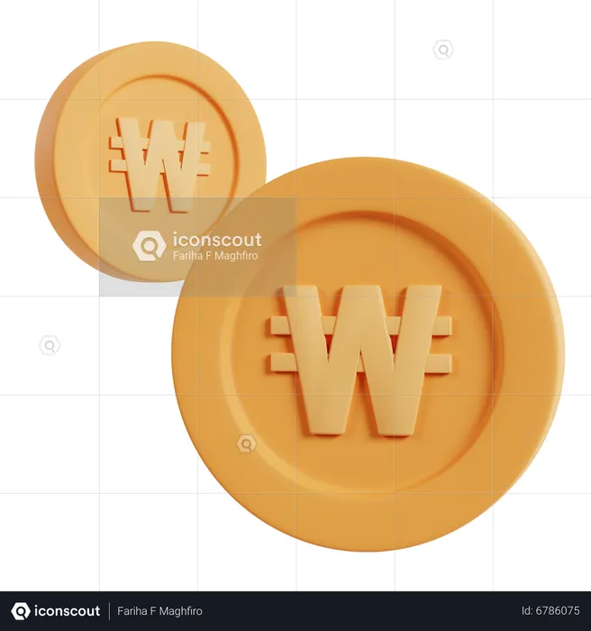 Won Coin  3D Icon