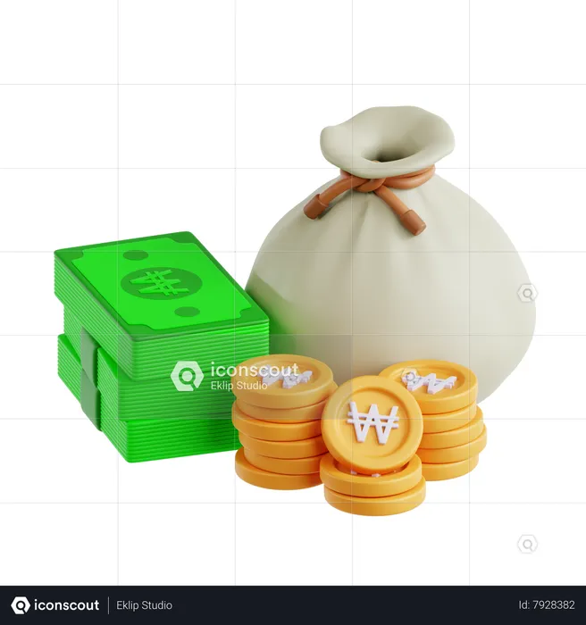 Won Currency  3D Icon