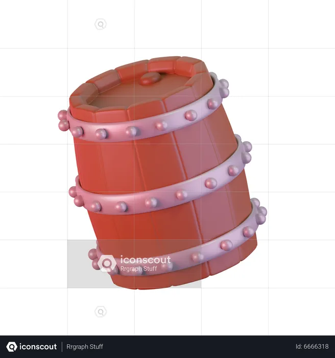 Wood Barrel  3D Icon