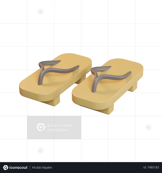 Wood Sandals  3D Icon