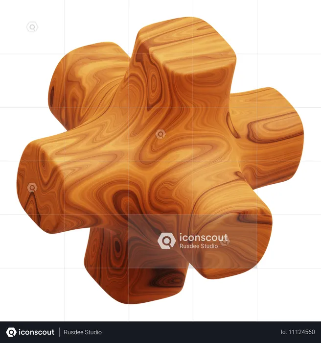 Wooden Abstract Shape  3D Icon