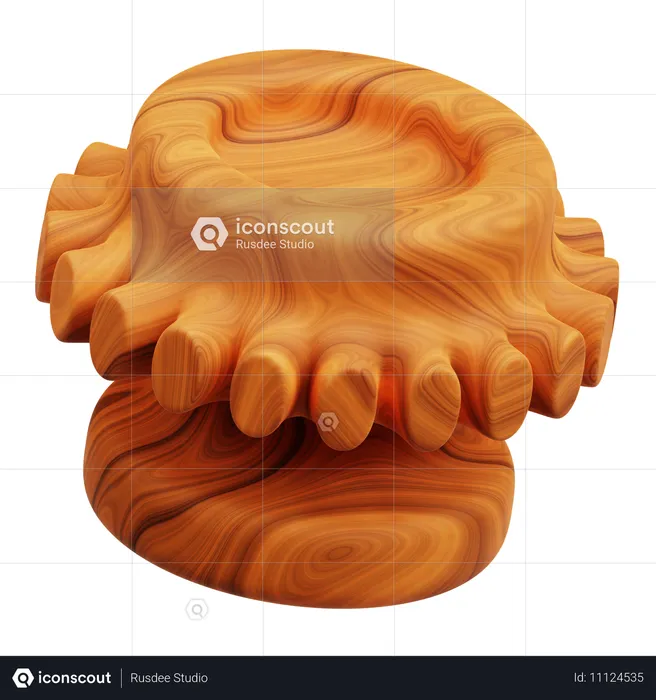 Wooden Abstract Shape  3D Icon