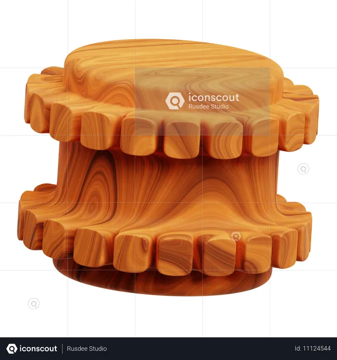 Wooden Abstract Shape  3D Icon