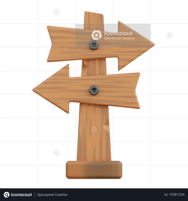 Wooden Arrow Direction  3D Icon