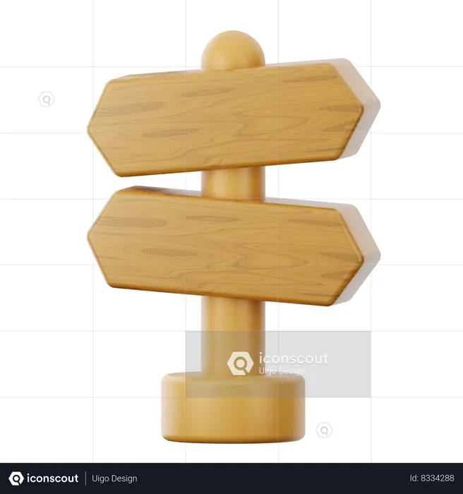 Wooden Arrow Sign Direction  3D Icon