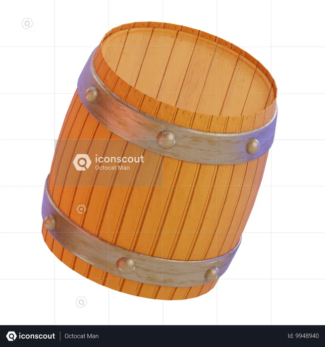 Wooden Barrel  3D Icon