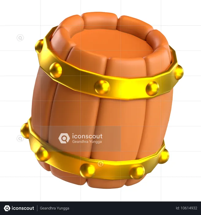 Wooden Barrel  3D Icon