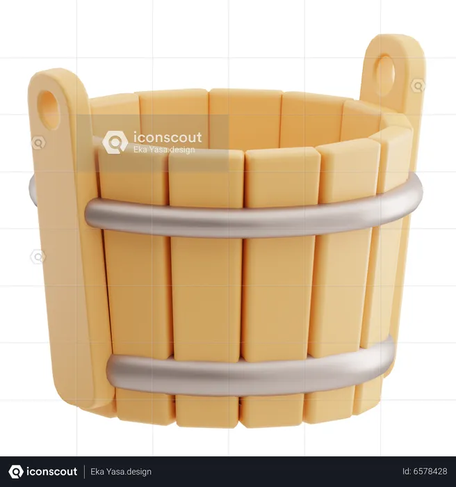 Wooden Basket  3D Icon