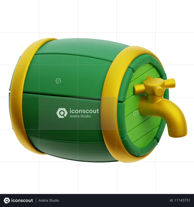 Wooden Beer Barrel  3D Icon