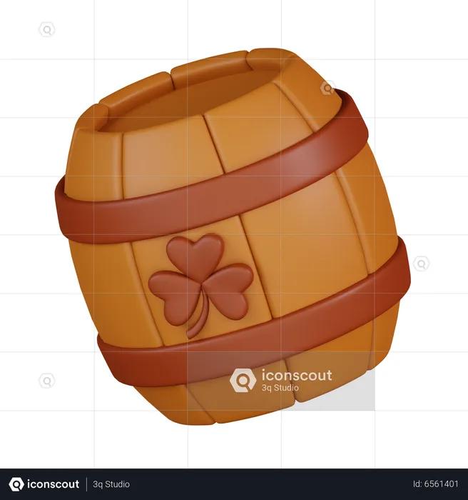 Wooden Beer Barrel  3D Icon