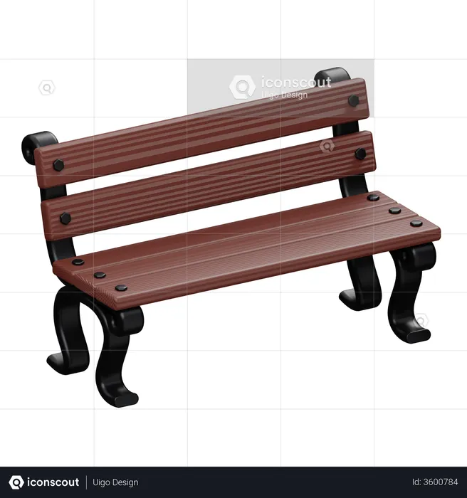 Wooden Bench  3D Illustration