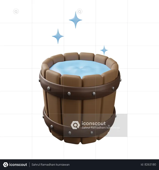 Wooden bucket  3D Icon