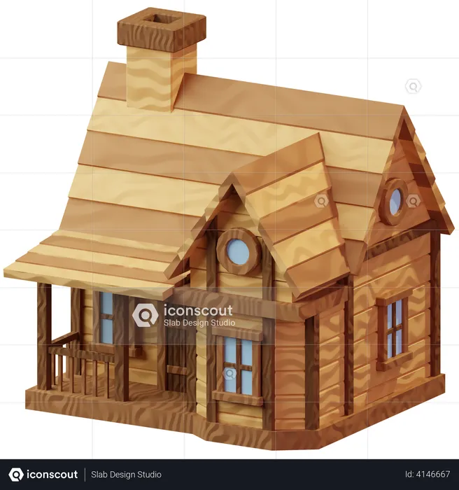 Wooden Cabin  3D Illustration