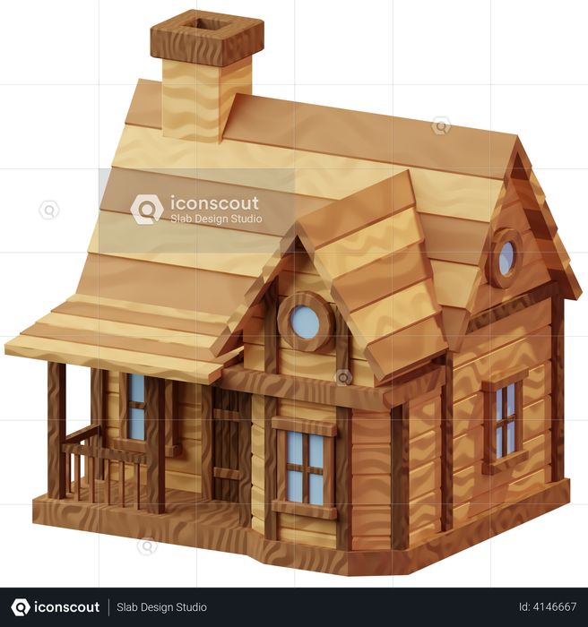 Wooden Cabin 3D Illustration