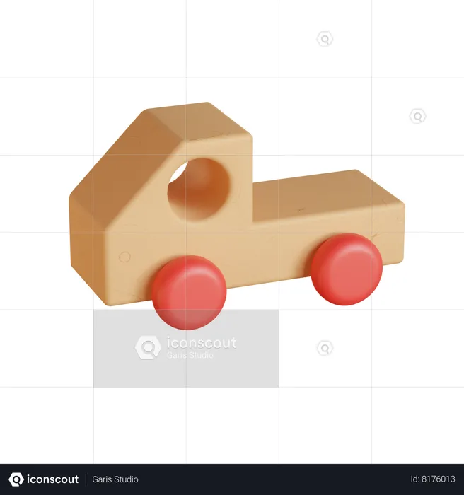 Wooden Car Toy  3D Icon