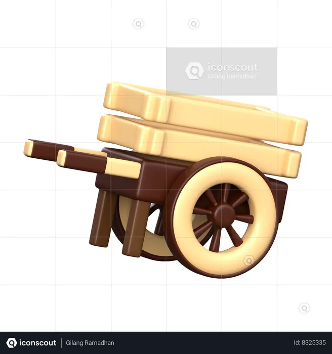 Wooden Cart  3D Icon