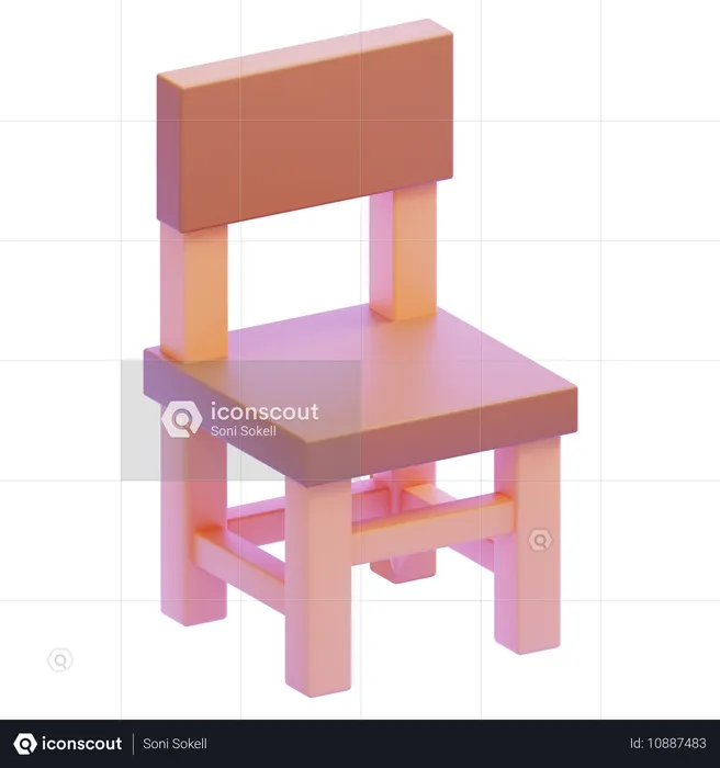 Wooden Chair  3D Icon