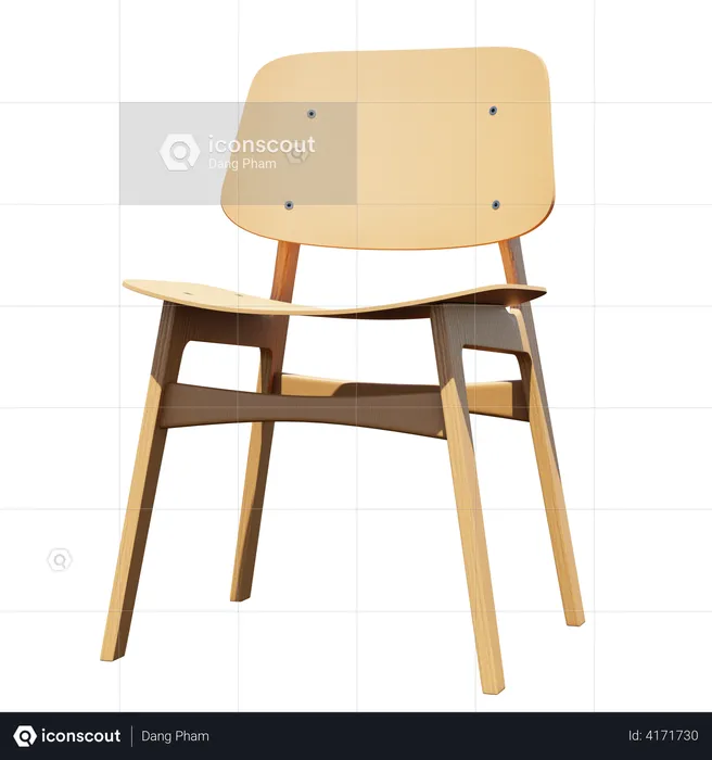 Wooden Chair  3D Illustration
