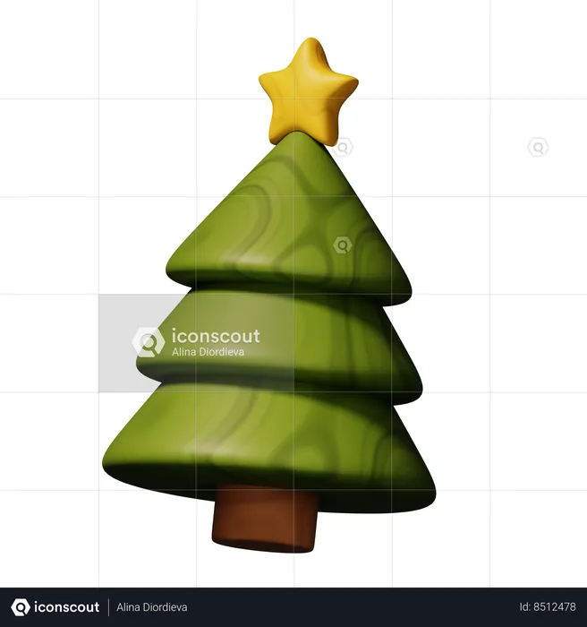 Wooden Christmas tree  3D Icon