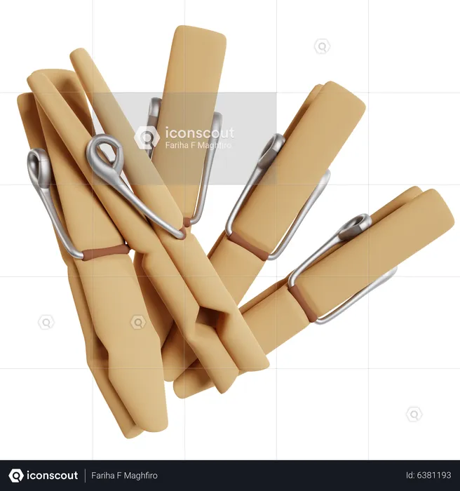 Wooden Clothespins  3D Icon