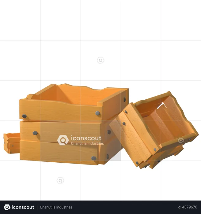 Wooden Crate Box  3D Illustration