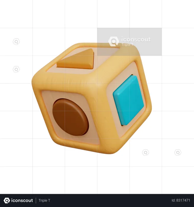 Wooden Cube  3D Icon