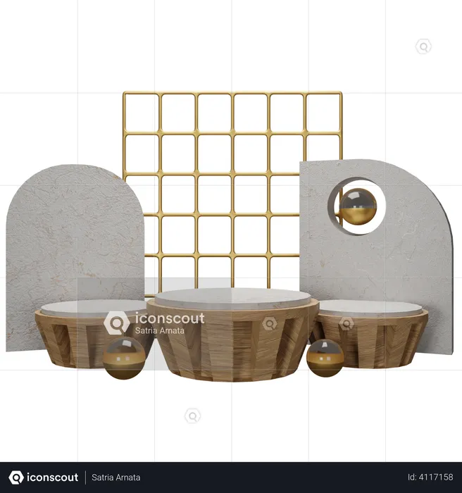 Wooden Display  3D Illustration