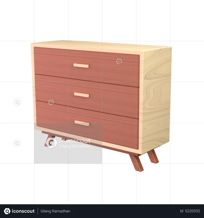 Wooden Drawer  3D Icon