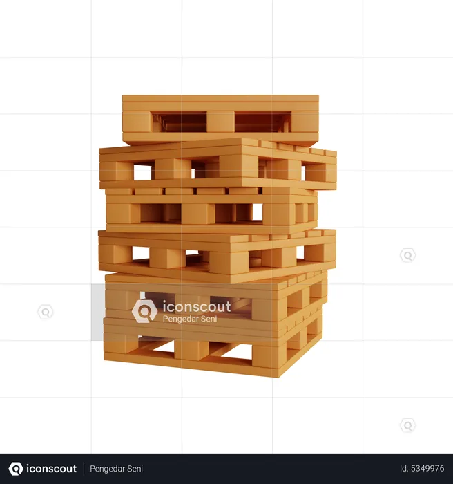 Wooden Pallet Stack  3D Icon