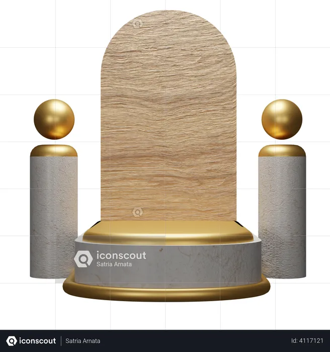 Wooden Podium Display  3D Illustration