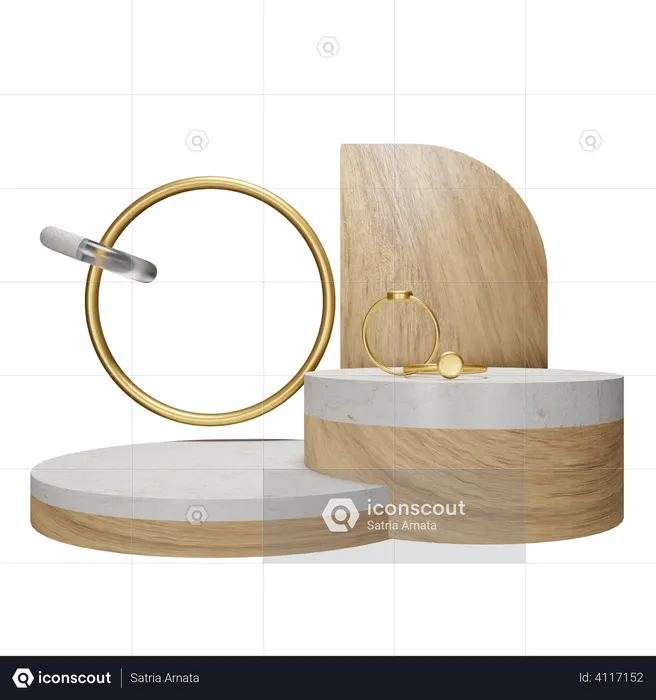 Wooden Podium Display  3D Illustration