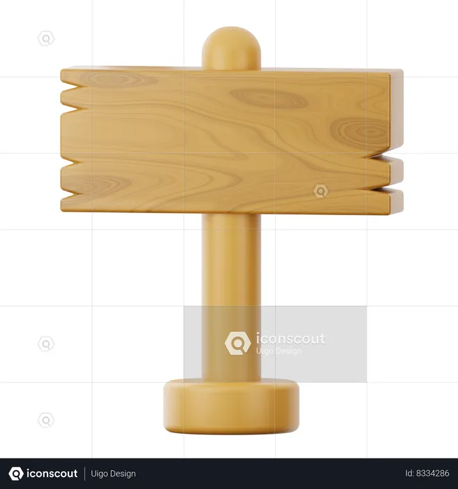 Wooden Sign Board  3D Icon