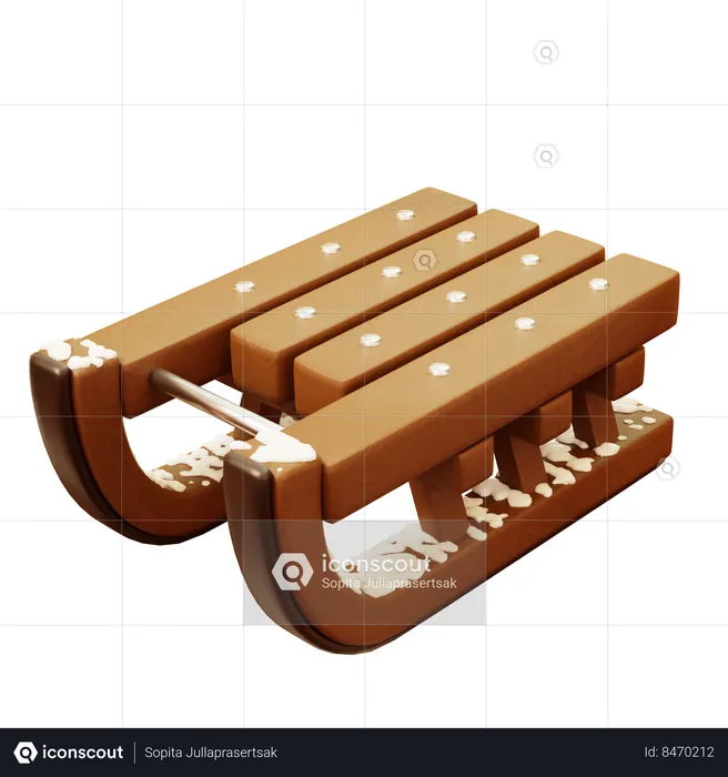 Wooden Sled  3D Icon