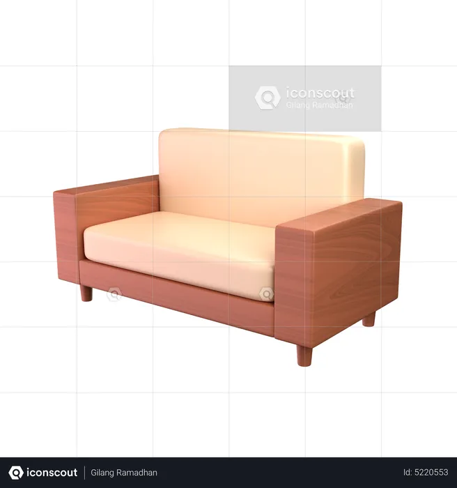 Wooden Sofa  3D Icon