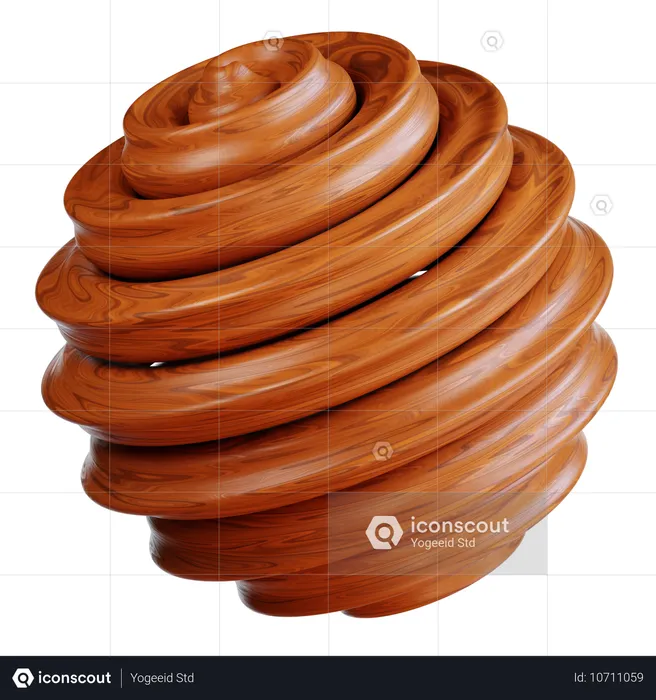 Wooden Swirling Concentric Rings  3D Icon