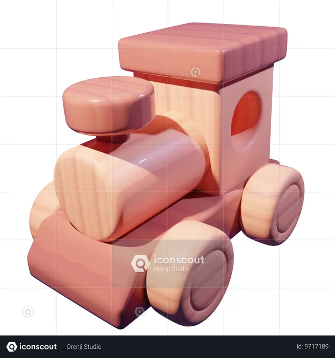 Wooden Train  3D Icon