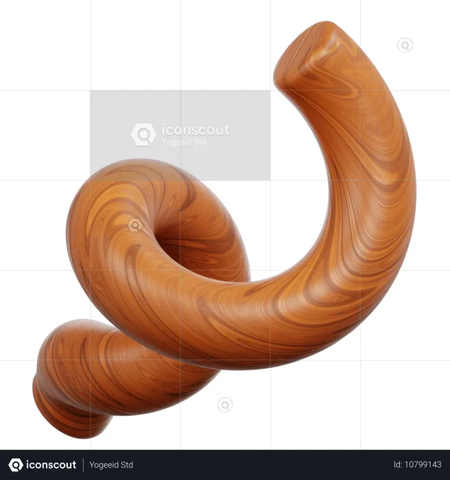 Woodgrained Spiral Double Loop  3D Icon