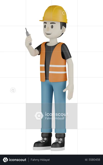 Worker Holding Repair Tool  3D Illustration