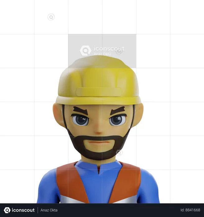 Worker man is wearing helmet  3D Icon