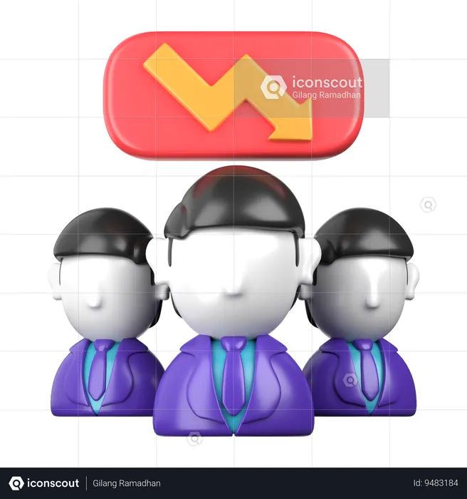 Workers Productivity Decrease  3D Icon