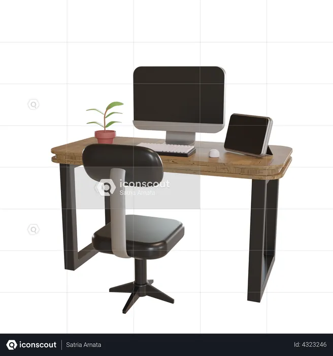 Working Desk  3D Illustration