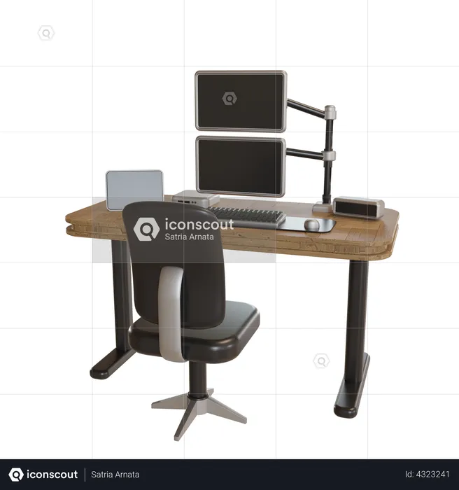Working Desk  3D Illustration