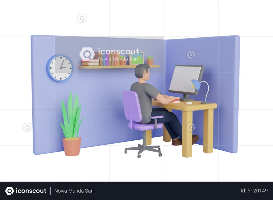 Working From Home  3D Illustration