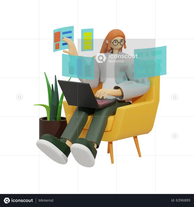 Working from Home, The New Normal  3D Illustration